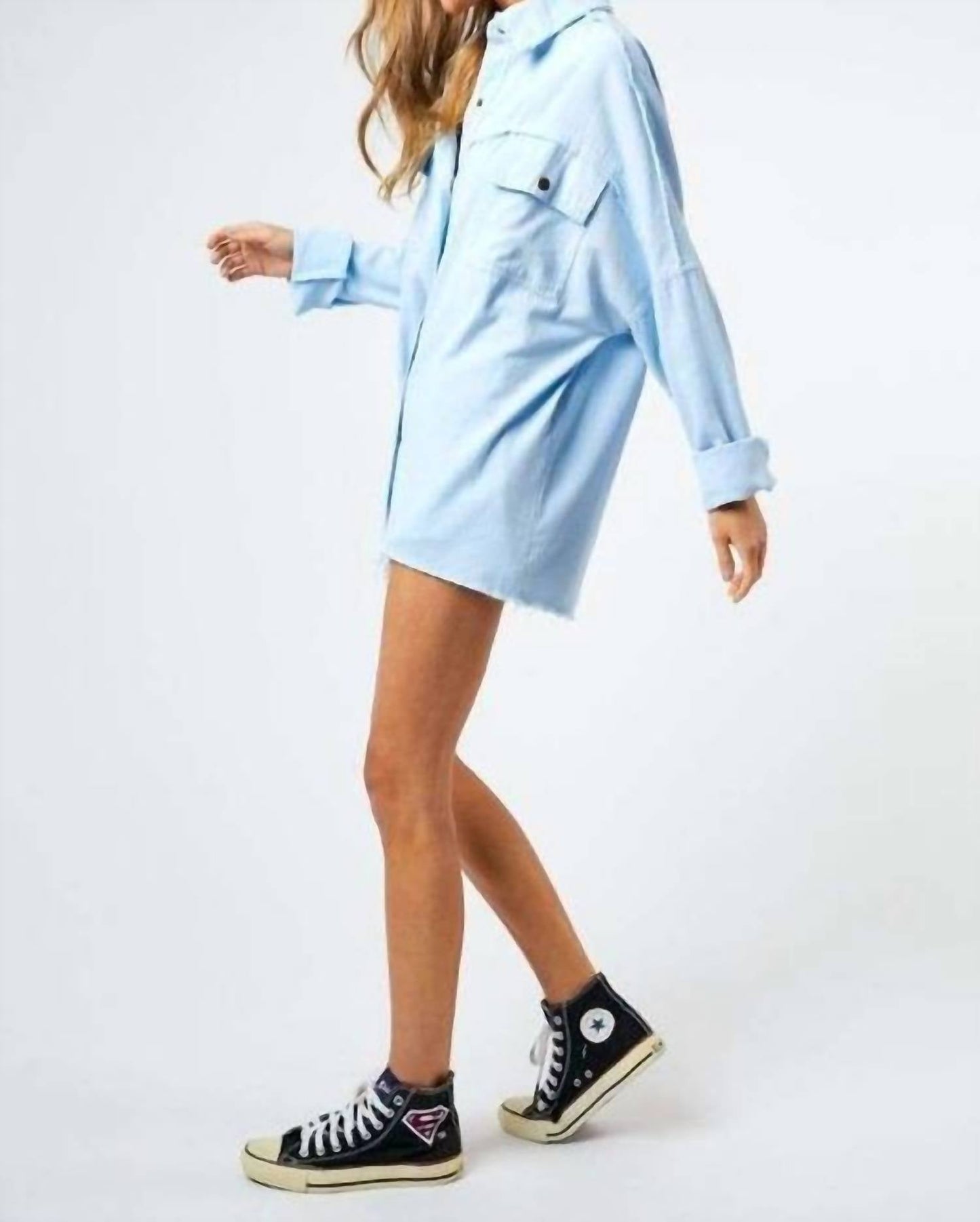 Davi & Dani - Multi Color Letters Fringed Hem Detail Shirt