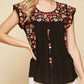 Andree By Unit - Flutter Sleeve Embroidered Top