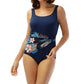 Roxanne - Naples Floral D-cup Draped Sash One Piece Swimsuit