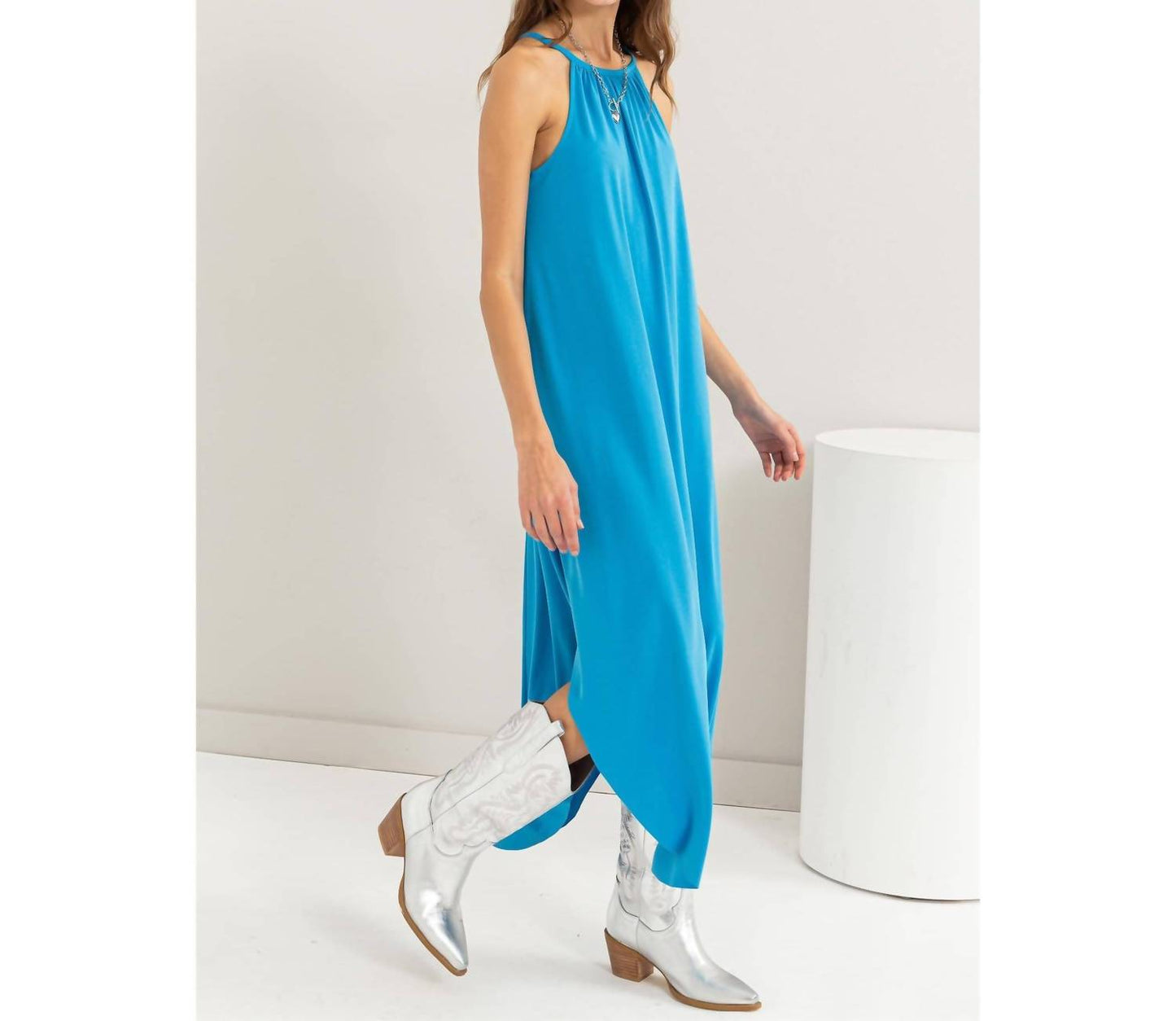 Hyfve - Halter Neck Asymmetrical Midi Dress