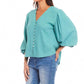 Karen Kane - Layered Sleeve Shirred Blouse