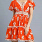 Umgee - Floral Ruffle Trim Tiered Mini Dress