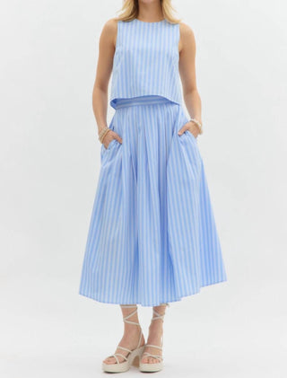 Entro - Striped High-low Hem Sleeveless Top