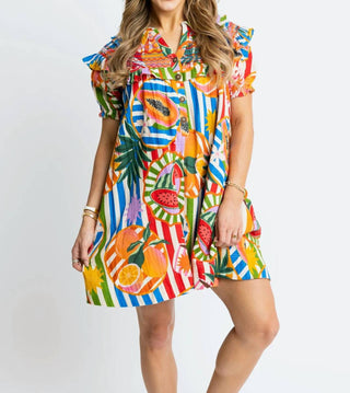 Karlie - Tropical Island Fruit Stitch Peter Pan Dress
