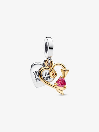 Pandora - Engravable Heart & Arrow Double Dangle Charm Sterling silver, 14k gold plating