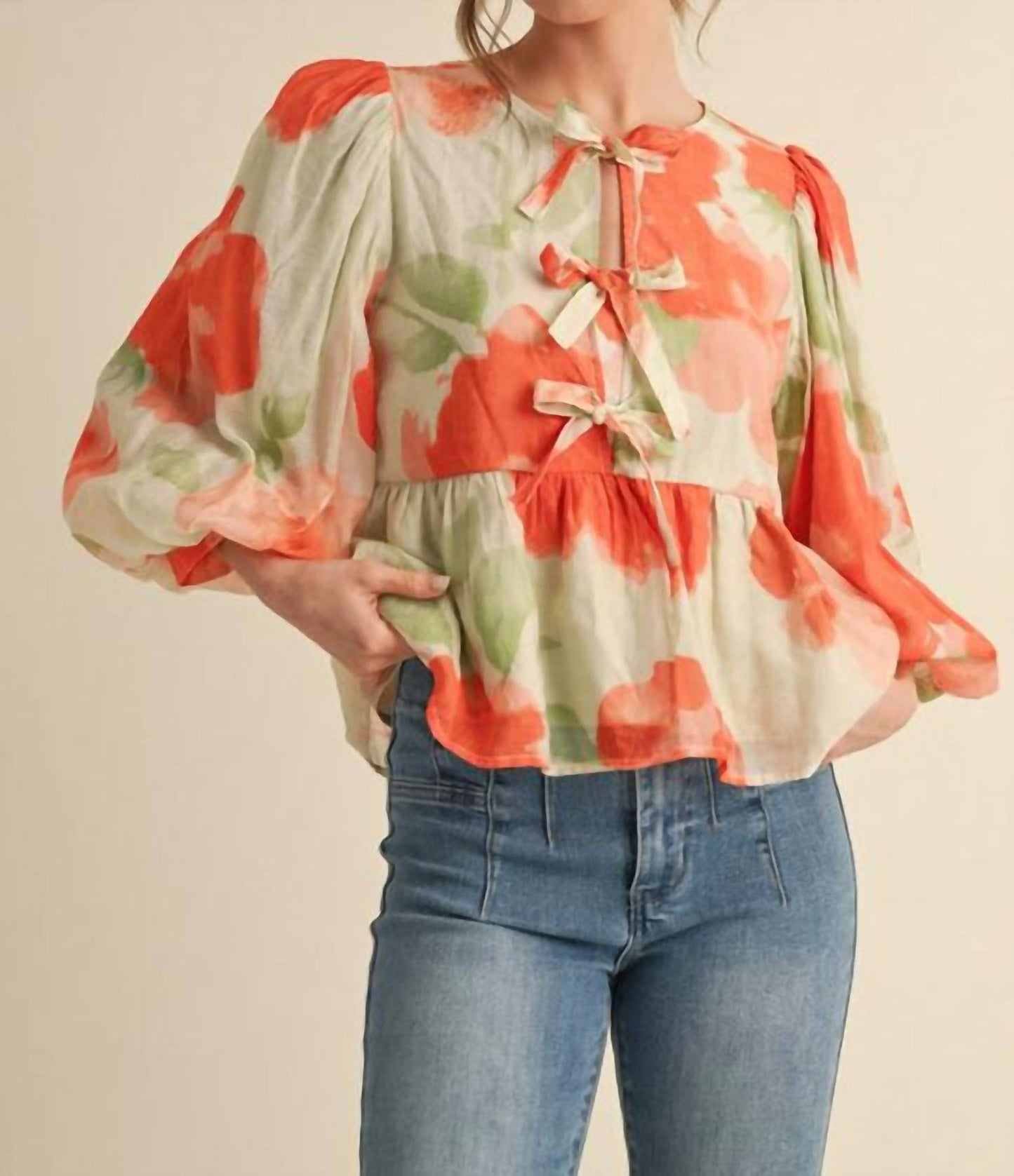 Jodifl - Meyer Puff Sleeve Bow Top