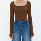 Pistola - Jenny Long Sleeve Square Neck Thong Bodysuit