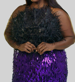 La Fuori - Salena Satin Feather Top - Plus