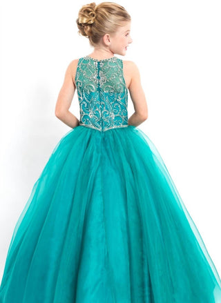 Rachel Allan - Halter Beaded Organza Pageant Ball Gown