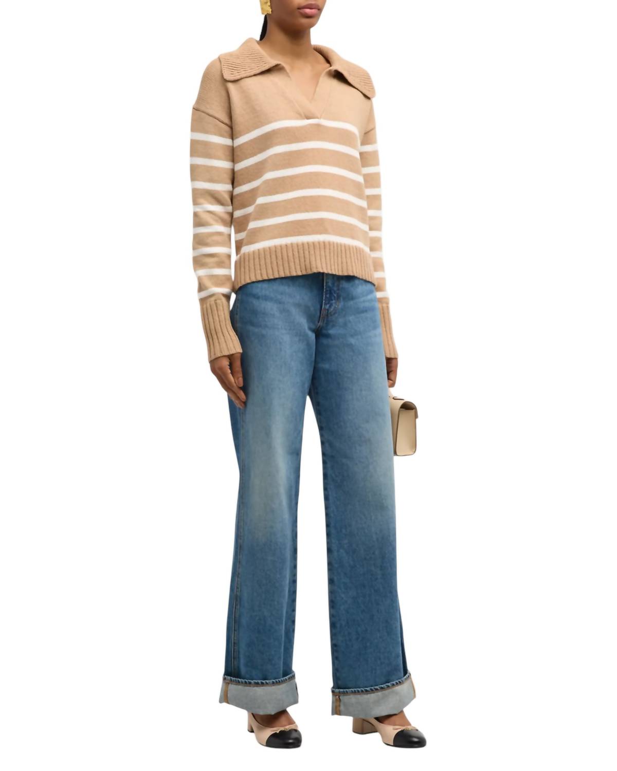 Veronica Beard - Jovie Striped Polo Pullover Sweater