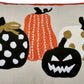 Embroidered Halloween Pumpkin Pillow – Spooky Polka Dot Linen Throw Accent