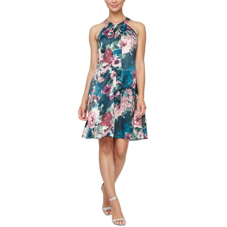 SLNY Women's Floral Halter Knee-Length Dress