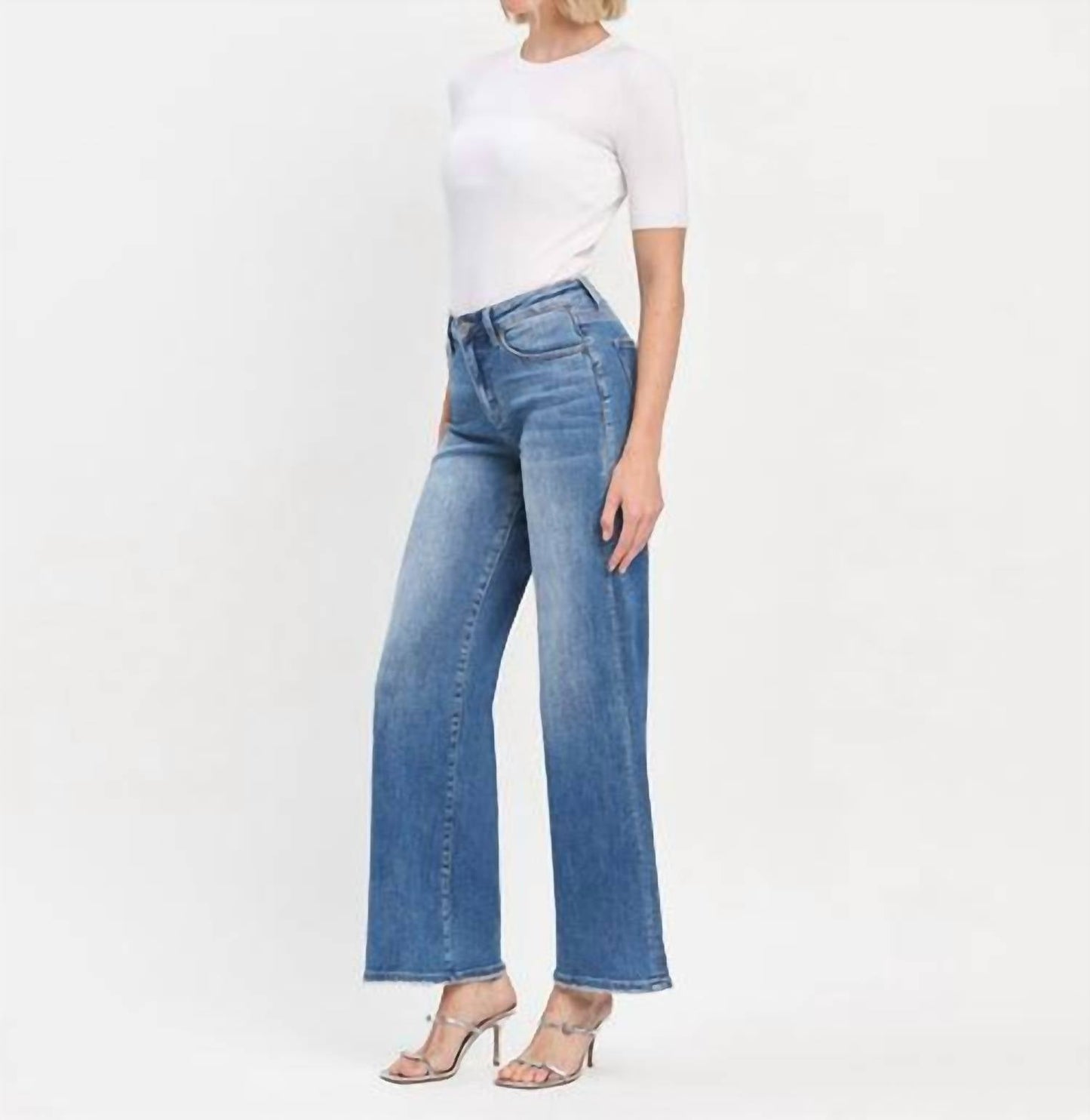 Vervet By Flying Monkey - High Rise Trouser Wide Leg Jeans