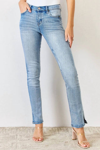 Trendsi - Women's Kancan Full Size Mid Rise Y2k Slit Bootcut Jeans