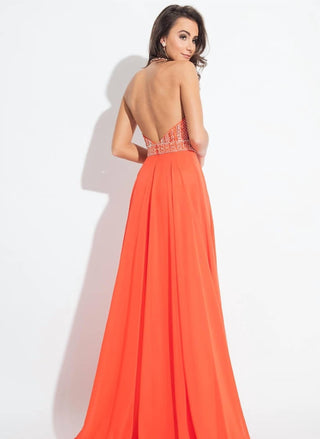 Rachel Allan - Open Back Beaded Chiffon Gown