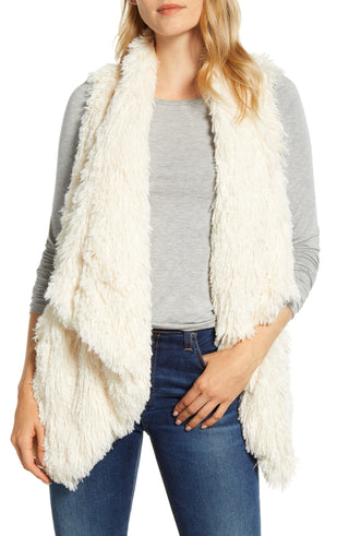 Wit & Wisdom Cascade Faux Fur Vest - Ivory