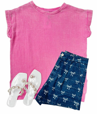 Entro - Bow Denim Shorts