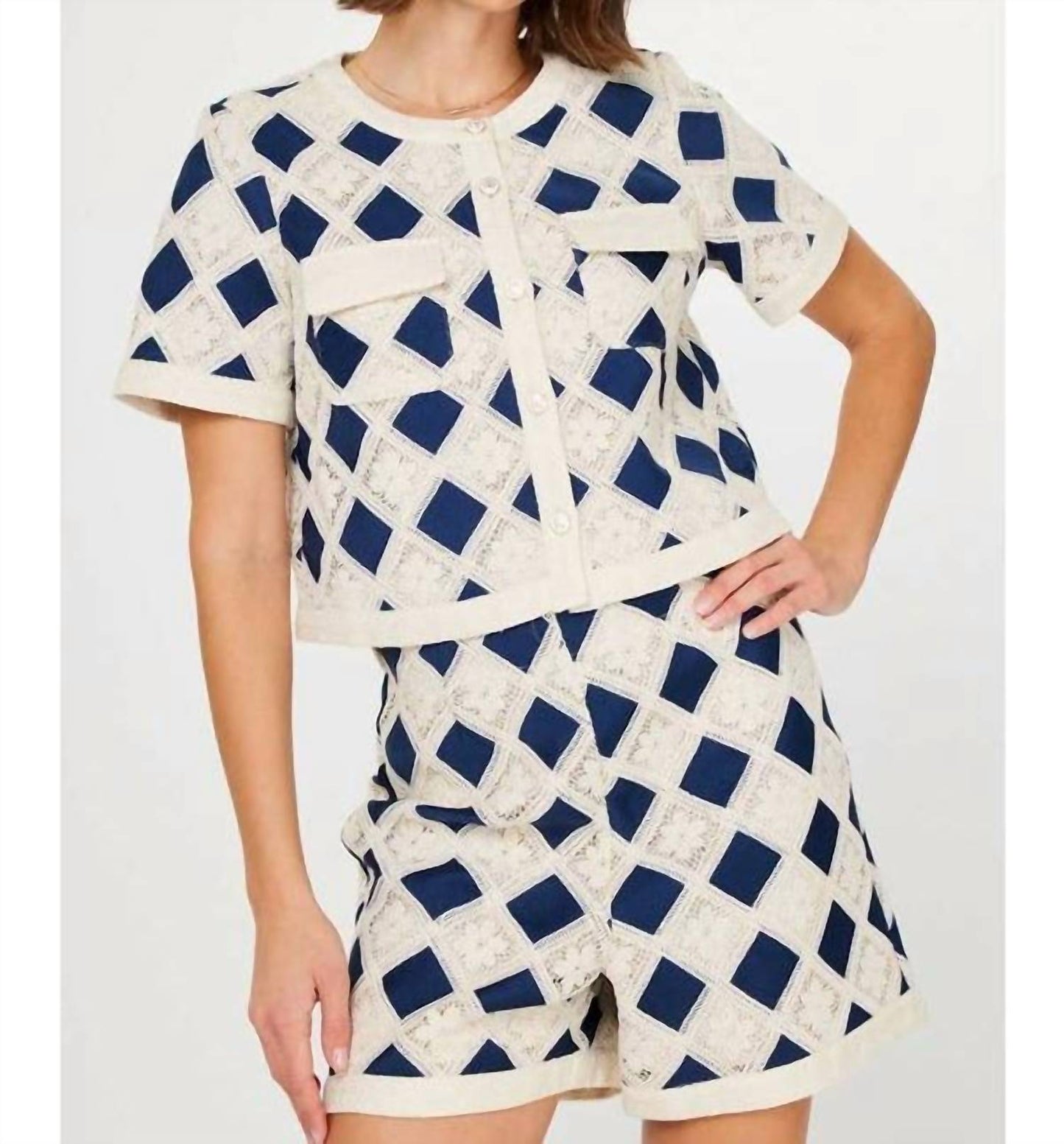 Current Air - Diamond Lace Jacket & Shorts Set