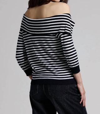 Minnie Rose - Cotton Cashmere Striped Off The Shoulder Top