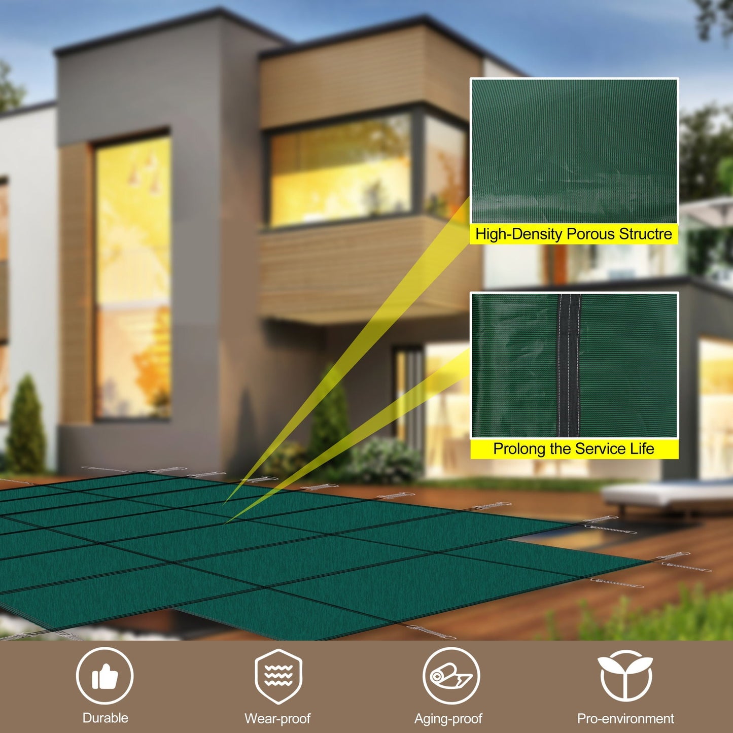 16 x 32 Ft High Strength Pool Safety Cover for Inground Pools