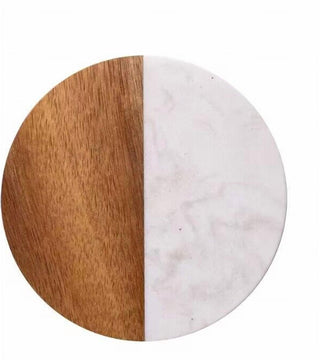 Creative Gifts International - Marble and Acacia Wood Round Coasters - Set Of 4