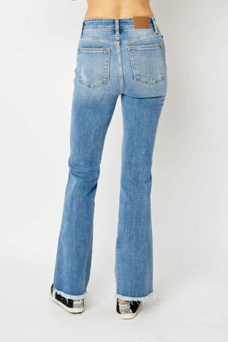 Judy Blue - High Waist Destroy Fray Hem Bootcut Jean