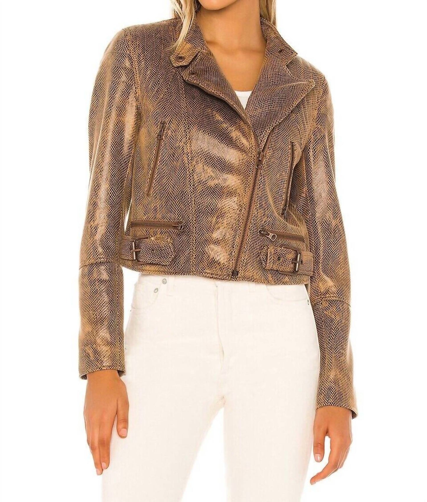 Free People - Snakeskin Fenix Vegan Leather Moto Jacket