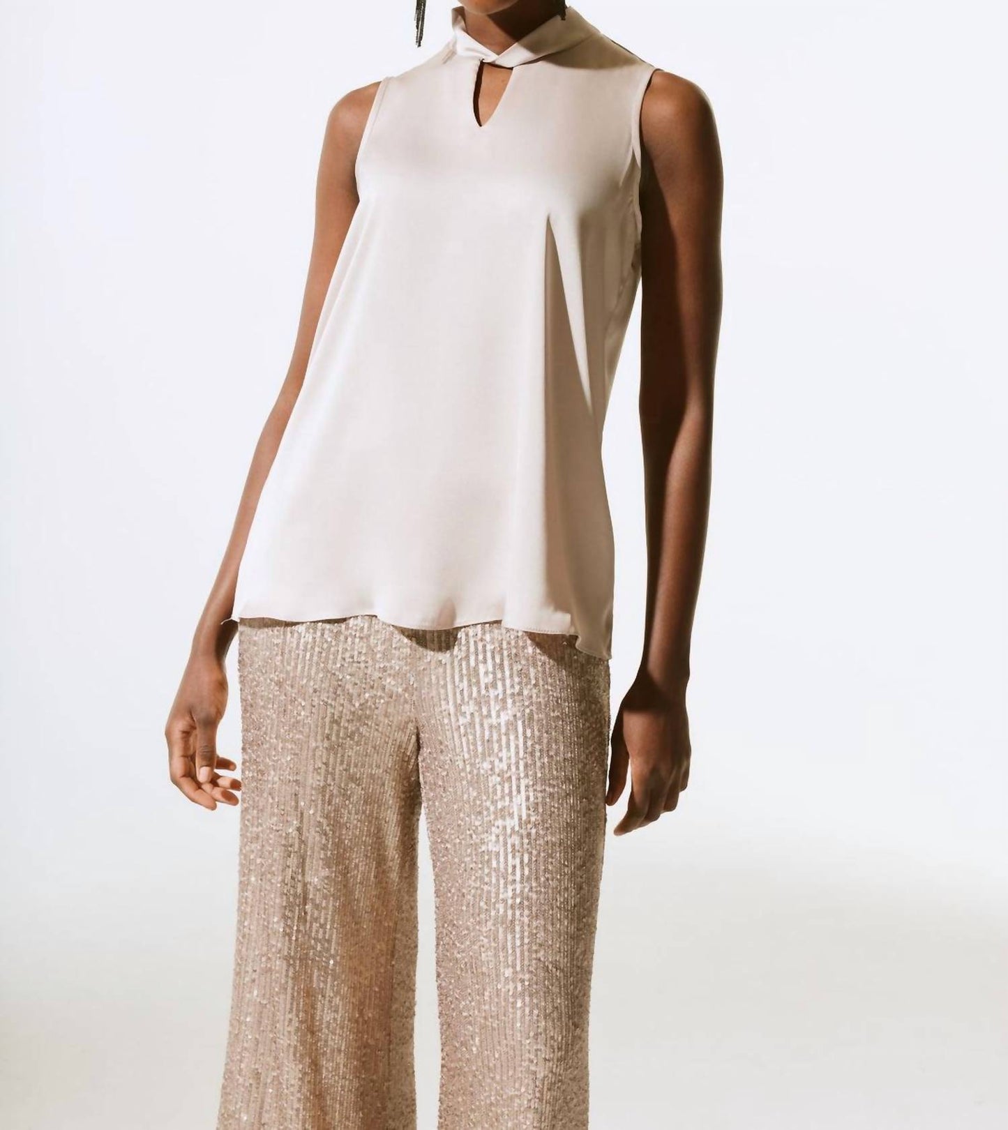 Joseph Ribkoff - Satin Sleeveless Keyhole Top