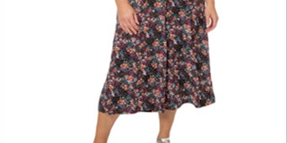 Leota Women's Skyler Floral Cropped Wide Leg Jumpsuit Black Size 1X