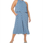 Leota Women's Sunrise Geo Sea of Belize Marshmallow Lord & Taylor Skyler Cropped Jumpsuit Dress Blue Size 3X