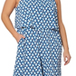 Leota Women's Sunrise Geo Sea of Belize Marshmallow Lord & Taylor Skyler Cropped Jumpsuit Dress Blue Size 3X