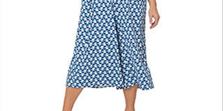 Leota Women's Sunrise Geo Sea of Belize Marshmallow Lord & Taylor Skyler Cropped Jumpsuit Dress Blue Size 3X