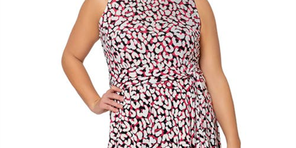 Leota Women's Calista Animal Print Dress Pink Size 3X