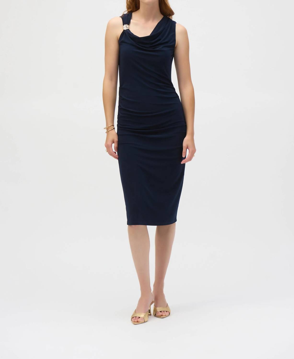 Joseph Ribkoff - Draped Neck Sleeveless Sheath Dress