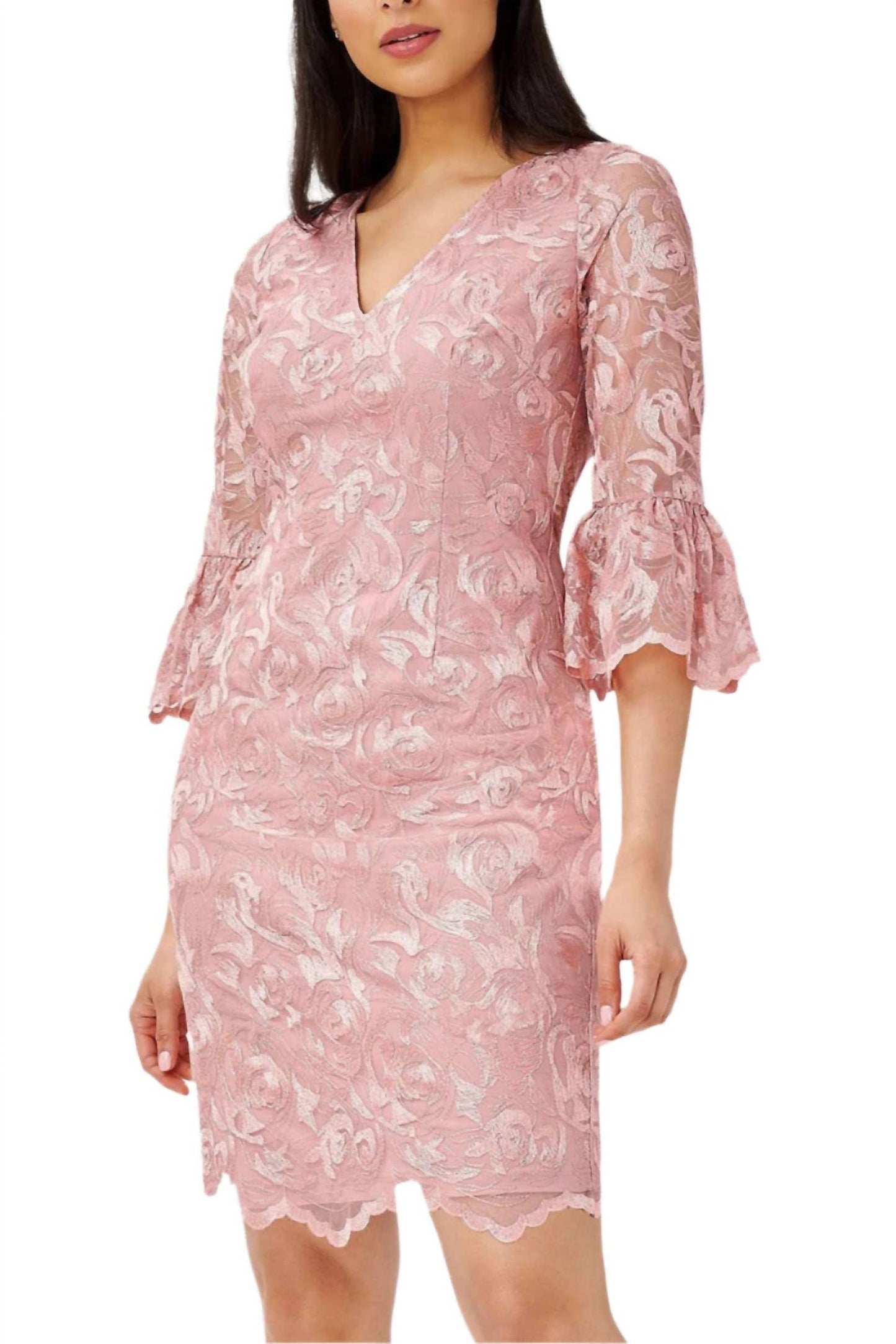 Adrianna Papell - Floral Embroidered Mini Dress