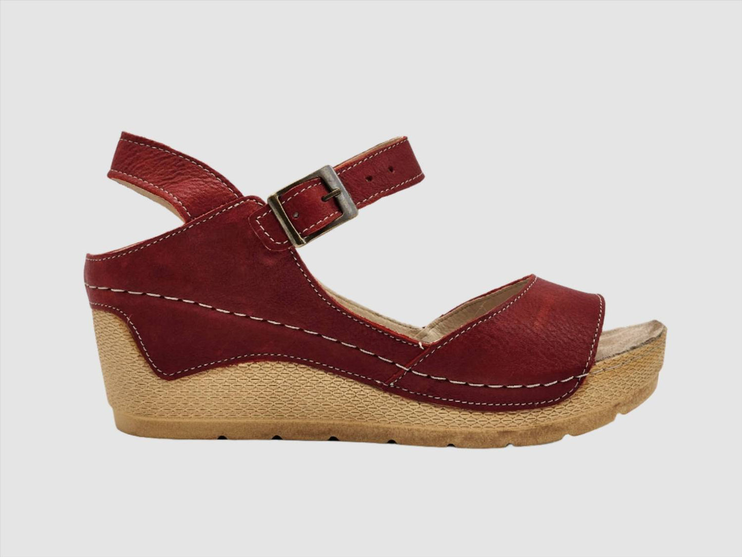 Kcr Group - Women's Wedge Leather Sandal