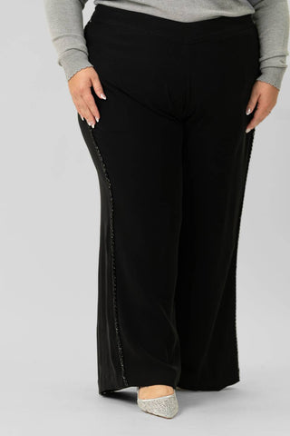 La Fuori - Wide Leg Sequin Stripe Pants - Plus