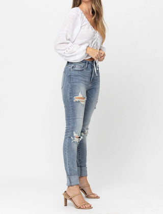 Judy Blue - High Waist Heavy Destroy Tall Skinny Denim Jeans