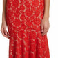 Theia - Scalloped V-neck Floral Lace Dress