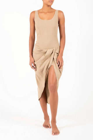 Anemos - Selene Drop Waist Drape Midi Dress