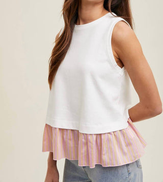 Wishlist - Twofer Striped Hem Knit Tank Top