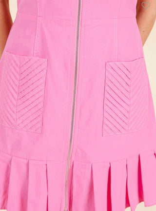 Baby Pink - Pleated Detail Mini Dress
