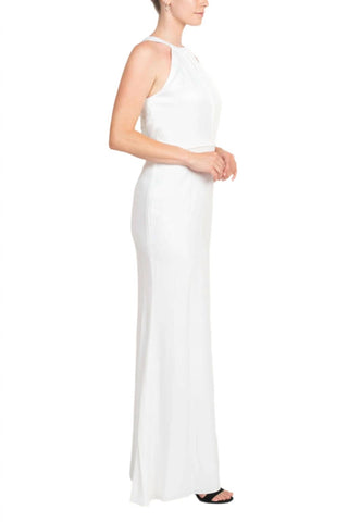 Adrianna Papell - Halter Neck Sleeveless Crepe Dress