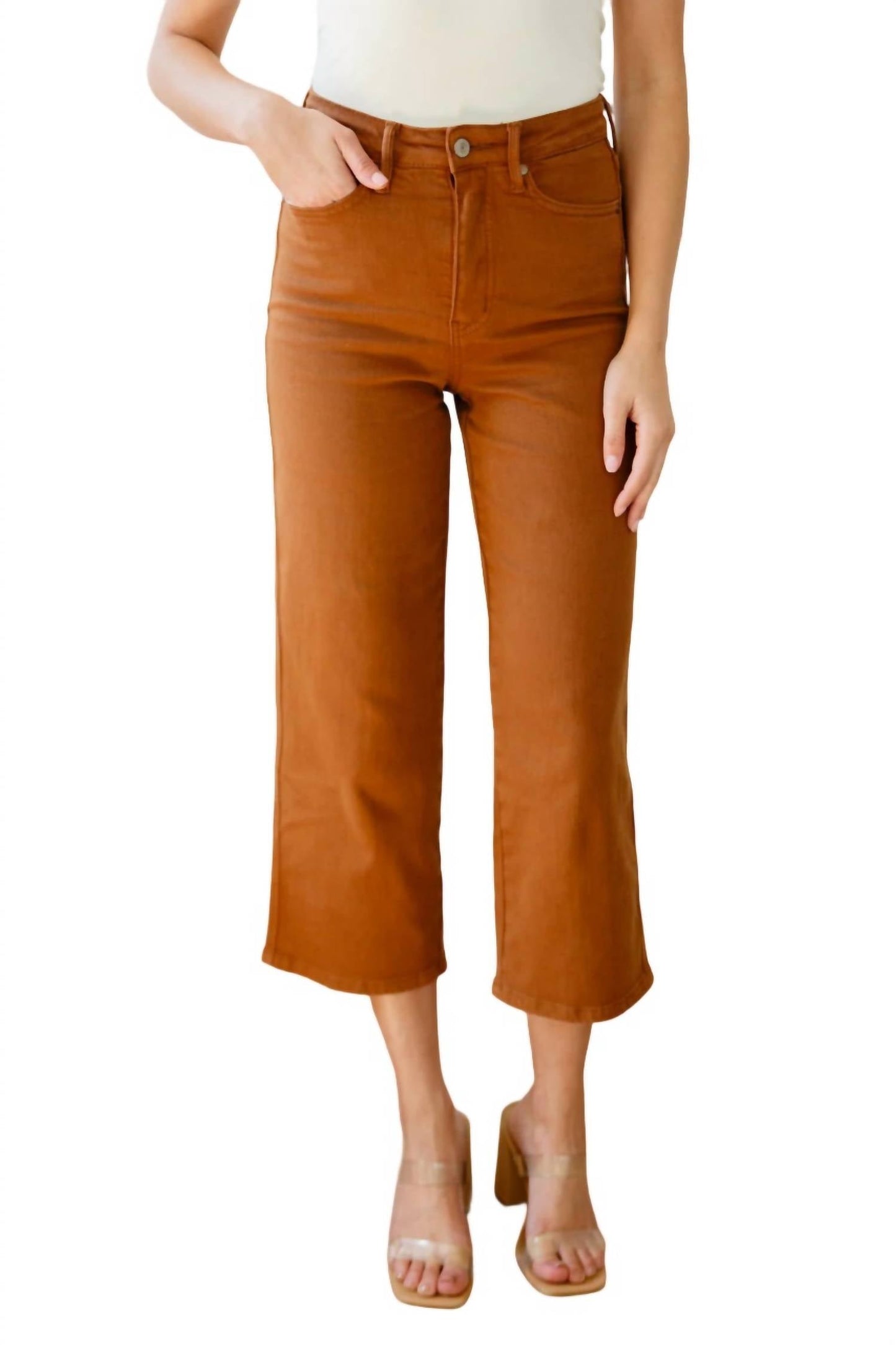 Judy Blue - High Rise Control Top Wide Leg Crop Jeans