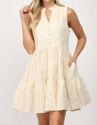 Fate - Ruffled Sleeveless Embroidered Dress