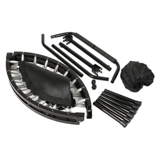 HolaHatha 40" Mini Trampoline Fitness Rebounder with Adjustable Handle, Black