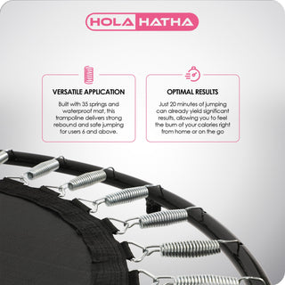 HolaHatha Foldable Mini Trampoline, 36" Round Portable Fitness Rebounder, Black