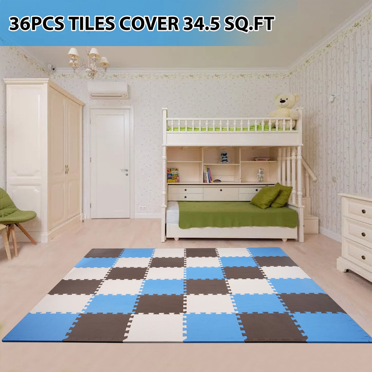 BalanceFrom Fitness 36 Tile Thick Interlocking Puzzle Foam Exercise Play Mat