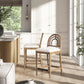 27" Upholstered Counter Stool Set of 2 with Arched Wood Back