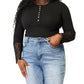 Double Take - Elegant Crochet Lace Border Sleeve Button Blouse